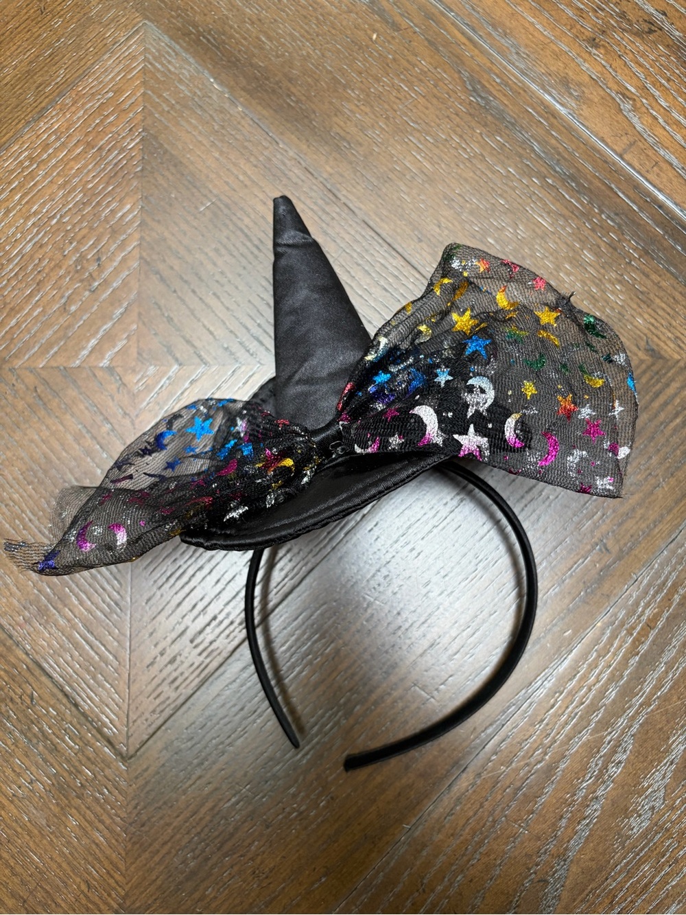Kids Witch Hat Headband Halloween Black Colorful Stars Moons Costume
